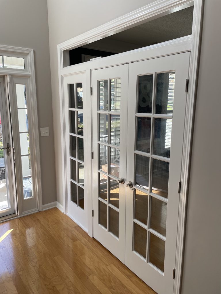 A French door with sidelight sets your home office apart, while letting in valuable light. 
